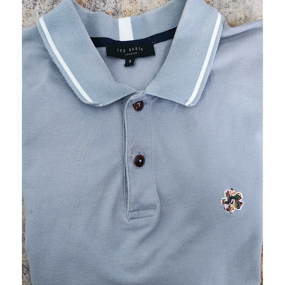 Ted Baker London Men's Blue Grey Cotton Polo Size 5